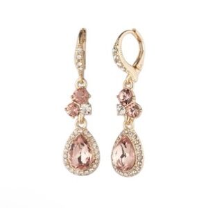 Givenchy Gold-Tone Stone & Crystal Pear Double Drop Earrings Color Pink
